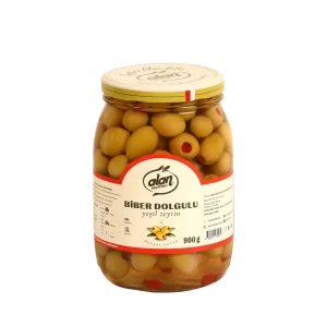Alan Zeytin Biber Dolgulu Yeşil Zeytin 181-230 Cam Kavanoz 900 Gr