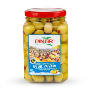 Güngör Zeytin Pınar Biber Pasta Dolgulu Yeşil Zeytin Cam 1600 Gr